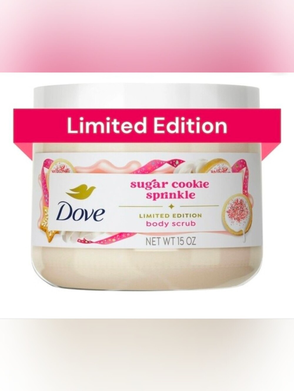 Dove Holiday Exfoliating Body Scrub Sugar Cookie Sprinkle Limited Edition, 15oz